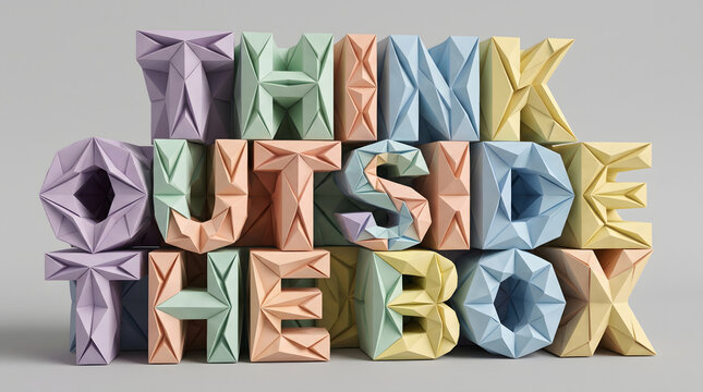 Think Outside The Box Clay Origami Text