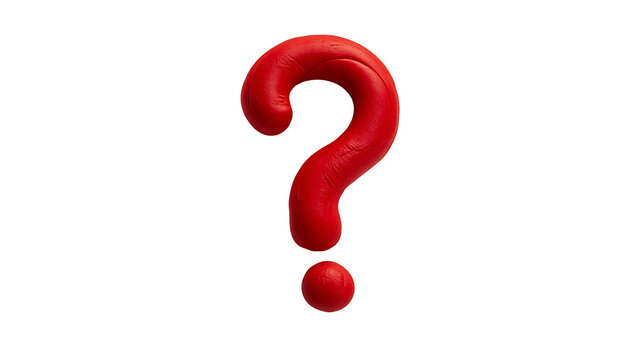 Red modeling clay question mark symbol with textured surface