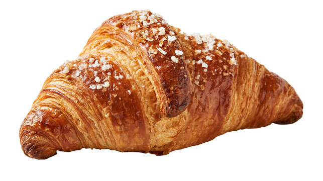Golden flaky buttery croissant topped with coarse sea salt crystals