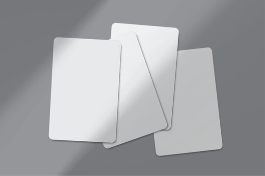 3D Playing cards collectible pack mockup isolated. Blank trading card, cards of poker hand, bet, casino, gambling, board game, game cards or greeting card, invitation, credit card and business card