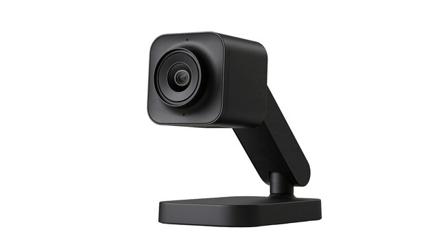 Modern black square webcam with adjustable stand and lens