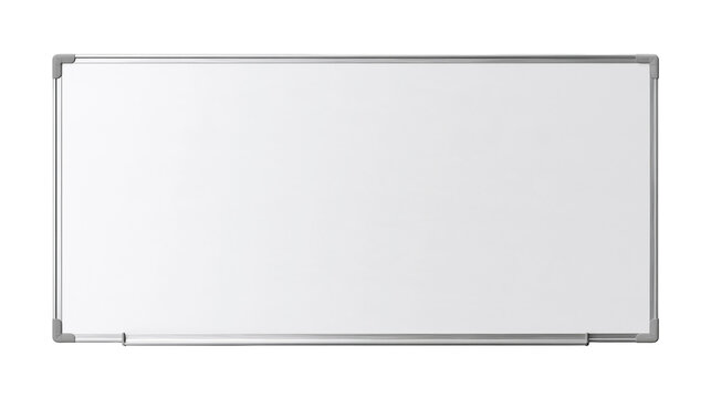 Rectangular white dry erase board with silver aluminum frame