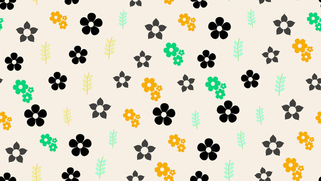 Seamless pattern of stylized flowers and leaves