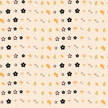 Seamless pattern with small floral and leaf motifs
