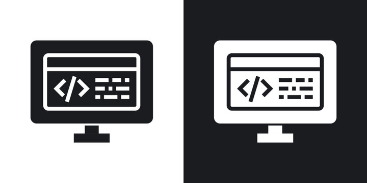 Display code icon flat outline in black