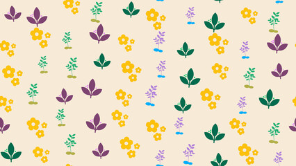 Stylized floral and plant motifs pattern © nyiberangah
