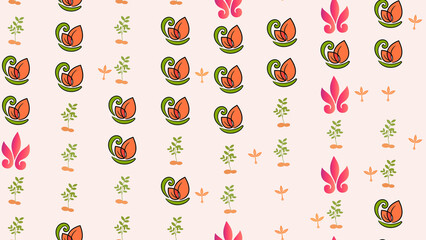 Stylized floral and plant motifs pattern © nyiberangah