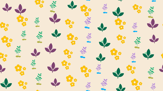 Stylized floral and plant motifs pattern