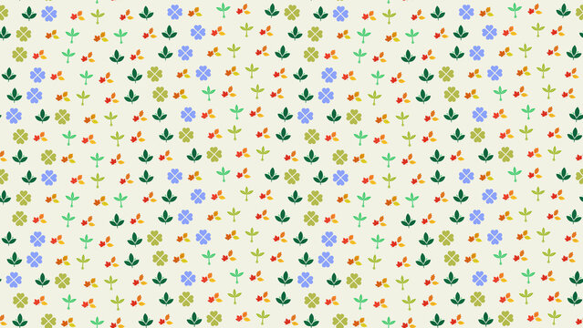 Stylized leaves and clover pattern