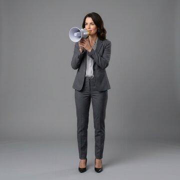 Businesswoman Announcing News With Megaphone