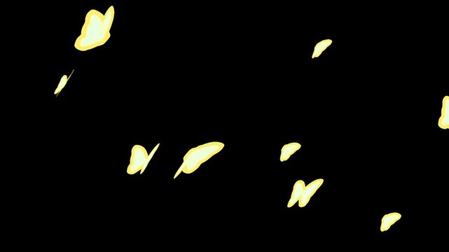 Glowing Yellow Butterflies Flying Left to Right Loop, Transparent Background Overlay (1920x1080 16:9 Landscape)