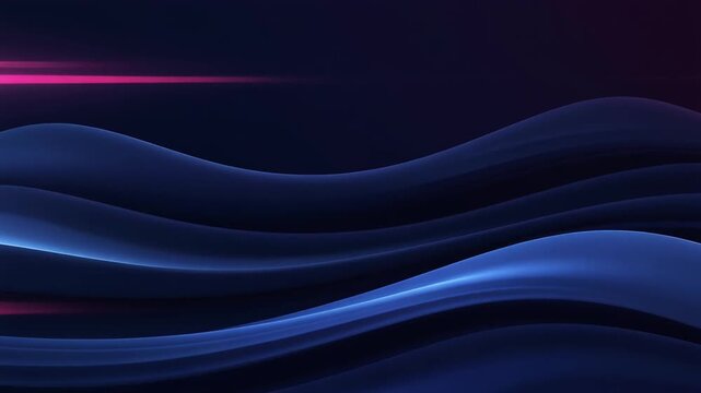 Abstract dark blue background with dynamic glowing wave lines and futuristic motion effects