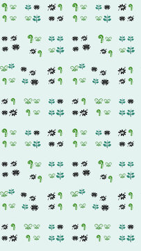 Stylized floral and leaf motifs pattern