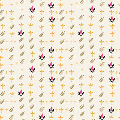 Stylized floral and leaf motifs seamless pattern © felix