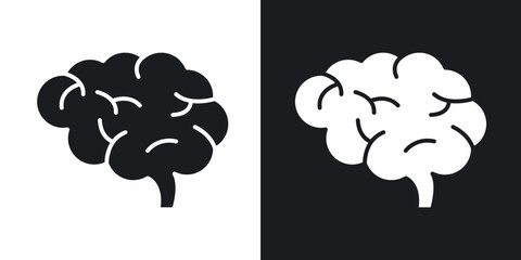 Obraz premium Brain icon flat outline in black