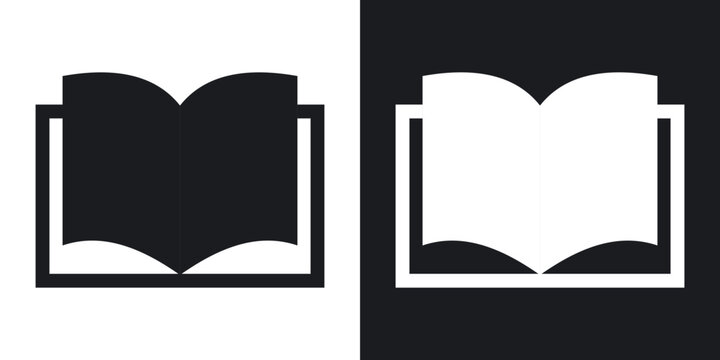 Book icon flat outline in black