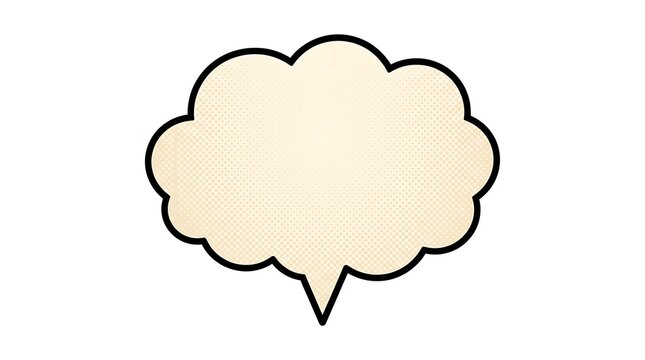 Empty speech bubble illustration with a soft yellow fill and black outline on a plain white background for design projects