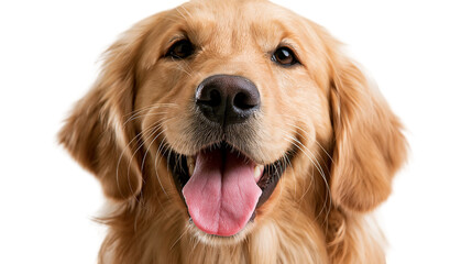 Golden Retriever dog portrait with happy expression and tongue out © Thaddeus