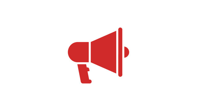 red megaphone bullhorn loud speaker announcement marketing advertising communication audio sound broadcast news flat vector illustration single icon design