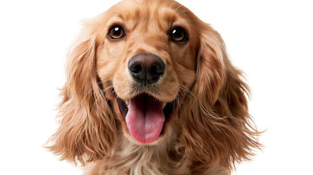 Happy golden brown English Cocker Spaniel dog portrait with open mouth