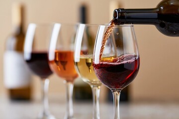 Obraz premium The Red Wine Glass Pouring Scene at a Sophisticated Dinner