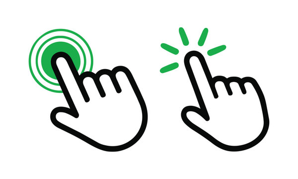 touch hand tap and click gesture icons for interactive interface elements