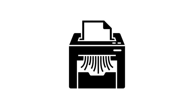 black printer machine document office hardware equipment paper copy fax technology output publish printout device flat vector illustration single icon design