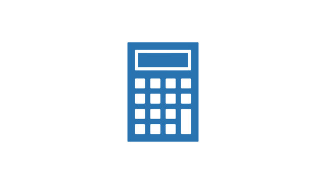 blue calculator math keypad financial accounting compute device mathematics number addition budget count tax tool flat vector illustration single icon design