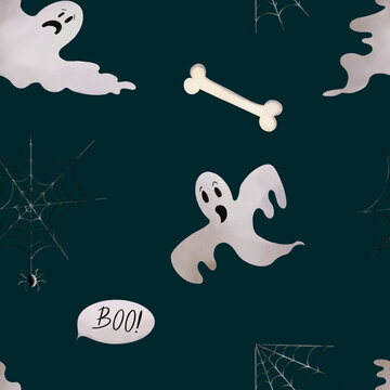 Halloween similar pattern made in Procreate in Watercolor technique. JPEG file. 300 DPI. Raster. RGB