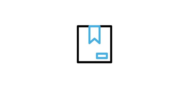 Animated icon of package, parcel or gift with sparkle. Animated Cardboard box, product video loops for present, prize, awards. Motion graphics with alpha channel
