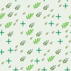 Fototapeta premium Green leaf and floral pattern