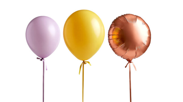 Lavender yellow and metallic copper round balloons with matching ribbons