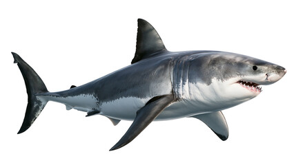 Fototapeta premium Great white shark swimming with open mouth showing sharp teeth