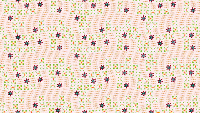 Seamless floral pattern with small flowers and abstract shapes