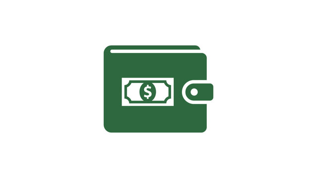 green wallet cash money pocket purse finance wealth investment banking payment economy savings personal budget flat vector illustration single icon design