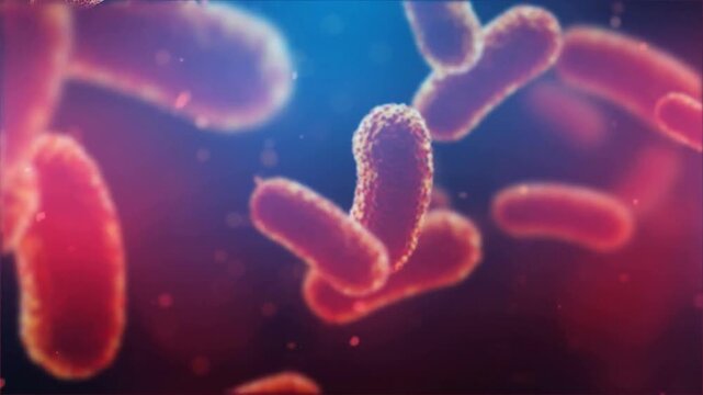 Medical, bacteria and microscopic virus cells for science research with germs, dna microbiome. Genes, rna and abstract and fungi organism particles for immune system study with antigen background 3d
