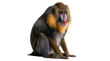 Colorful male mandrill monkey with vibrant blue and red facial markings © Ophelia