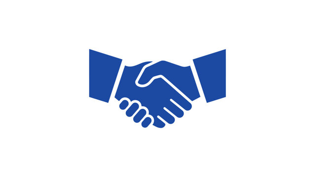 blue handshake deal agreement contract partnership trust cooperation collaboration business meeting team support flat vector illustration single icon design