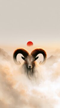 Fire Goat Watercolor Landscape for Chinese New Year 2027