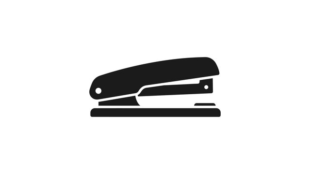 black stapler office supply stationery bind paper document tool equipment desk hardware attach metal clip tool flat vector illustration single icon design