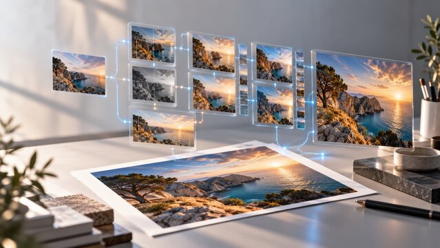 AI Image Editing Iteration Process with Connected Photographic Variations