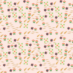 Stylized floral and leaf motifs in a repeating pattern © Abraham