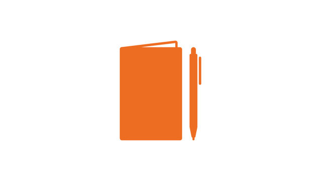 orange notebook diary journal book page document paper write education study office stationery school supply flat vector illustration single icon design