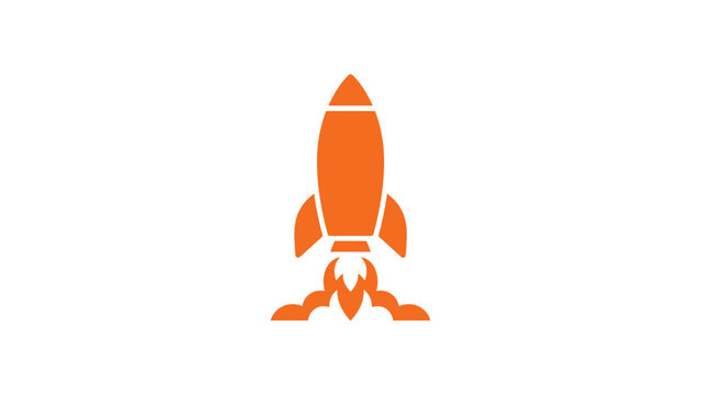 orange space rocket ship fly launch startup project business mission travel innovation explore future cosmos flat vector illustration single icon design