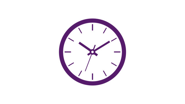 purple wall clock time watch timer hour minute second deadline management schedule late alarm instrument face flat vector illustration single icon design