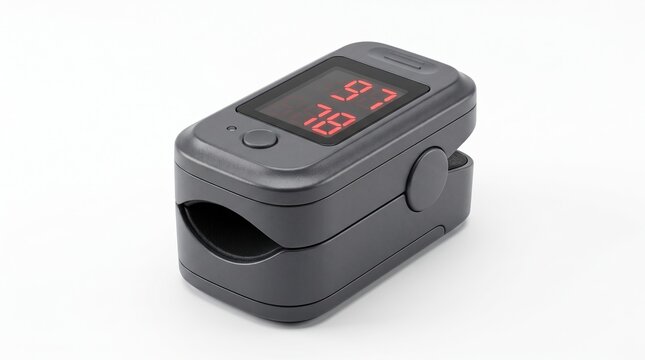 A small portable finger pulse oximeter is used to measure blood oxygen saturation levels for routine health monitoring and important medical