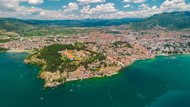 Aerial Panorama of Ohrid and Lake Ohrid