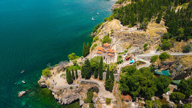 Aerial view of the Church of St John the Theologian at Kaneo above
