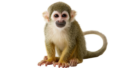 Small common squirrel monkey with brown fur and large dark eyes © Sylas