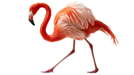 Vibrant pink flamingo standing with long slender legs and curved neck © Sylas